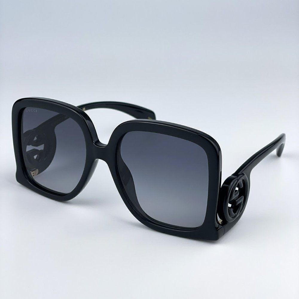 NEW Gucci GG1326S 001 Black Grey Gradient Oversized Square Women Sunglasses - Picture 5 of 12
